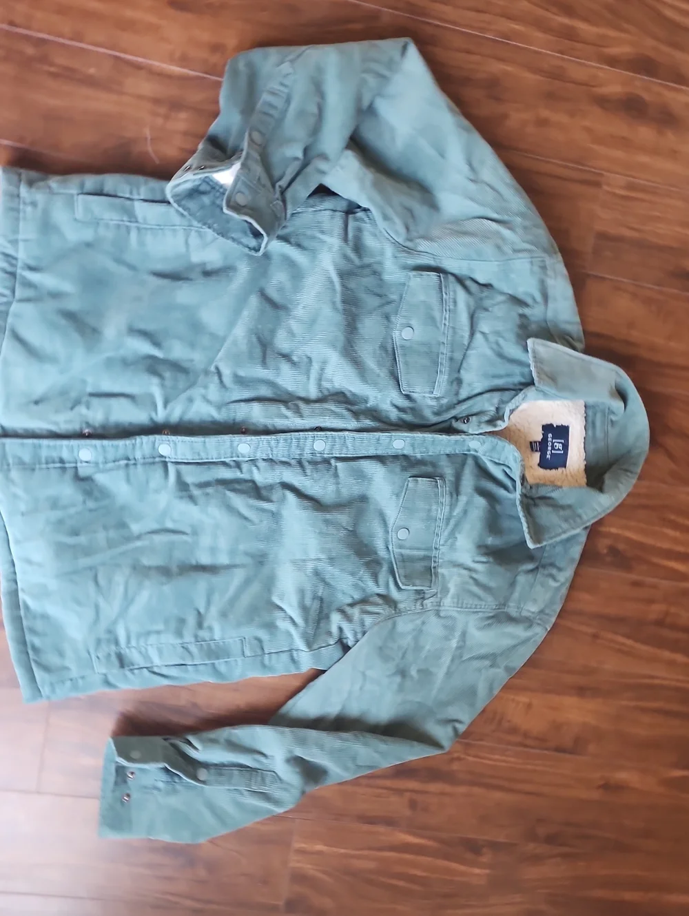 Unbranded Men's Teal Corduroy Sherpa-Lined Jacket